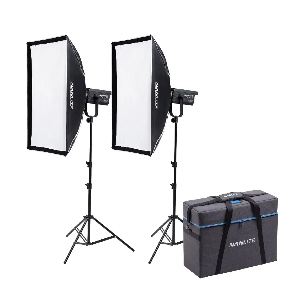 nanlite fs-300b 2kit sls new tripod- img (1) کیت 2 تایی نور ثابت نانلایت Nanlite FS-300B با سافت باکس و سه پایه - Image 1