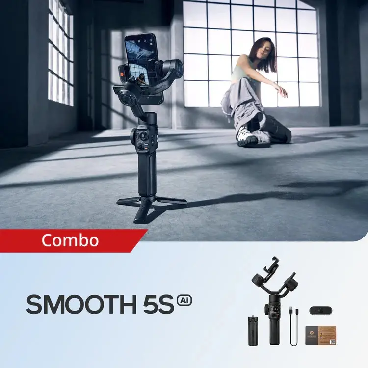 گیمبال موبایل ژیون اسموت Zhiyun Smooth 5S AI Combo ( نسخه هوش مصنوعی / پک کومبو ) - تصویر 2